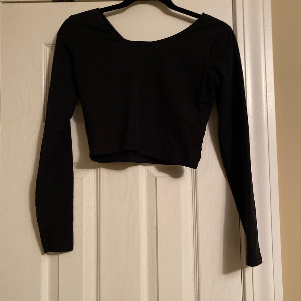 American Apparel long sleeve black crop top